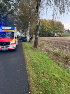 FFW Fredenbeck: PKW fährt gegen Baum / Fahrer verletzt