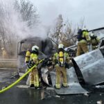 FW Dresden: Lkw gerät auf der A4 in Brand